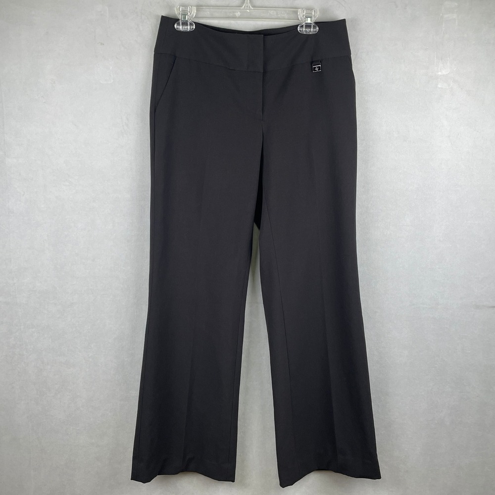 Adrienne Vittadini Studio Womens Black Wide Leg Dress Pants Size 6 Business Work